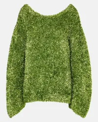 Dries van Noten Pullover oversize in lamé Verde