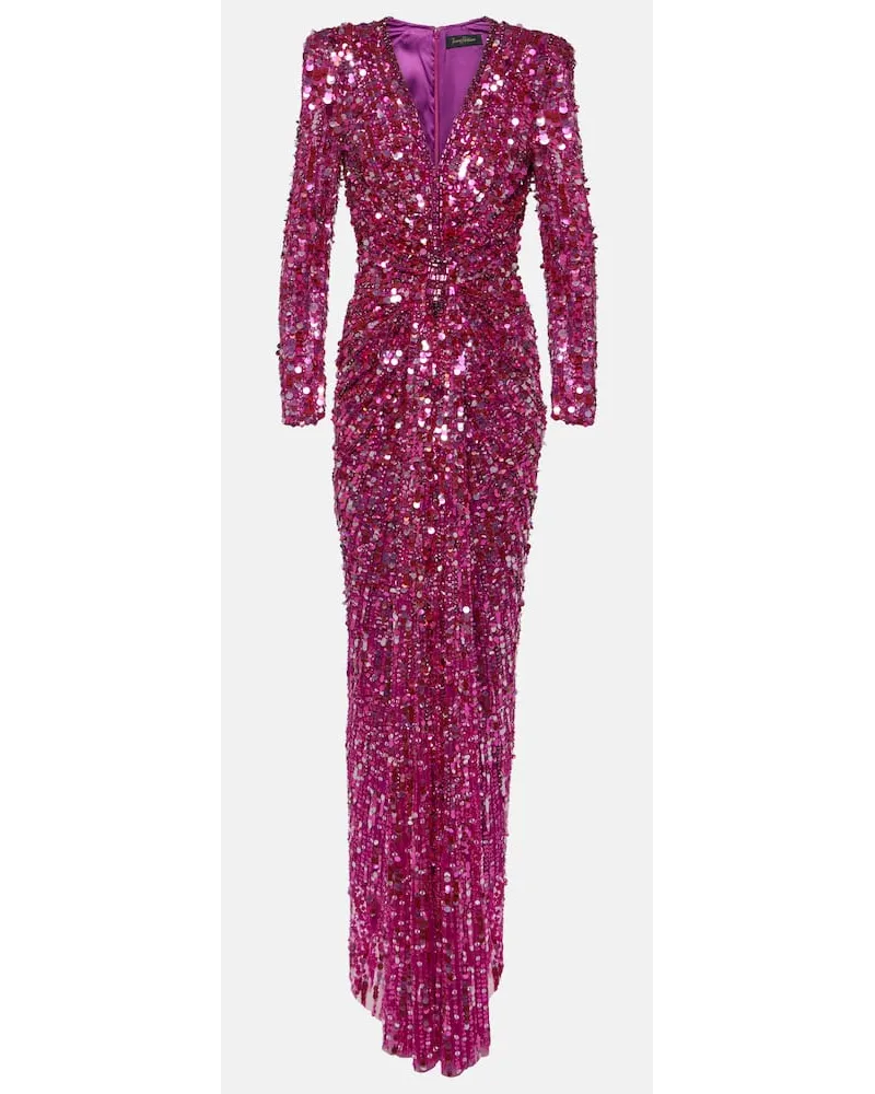 Jenny Packham Abito lungo Gazelle con paillettes Rosa