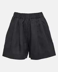 ASCENO Shorts Zurich in lino a gamba larga Nero