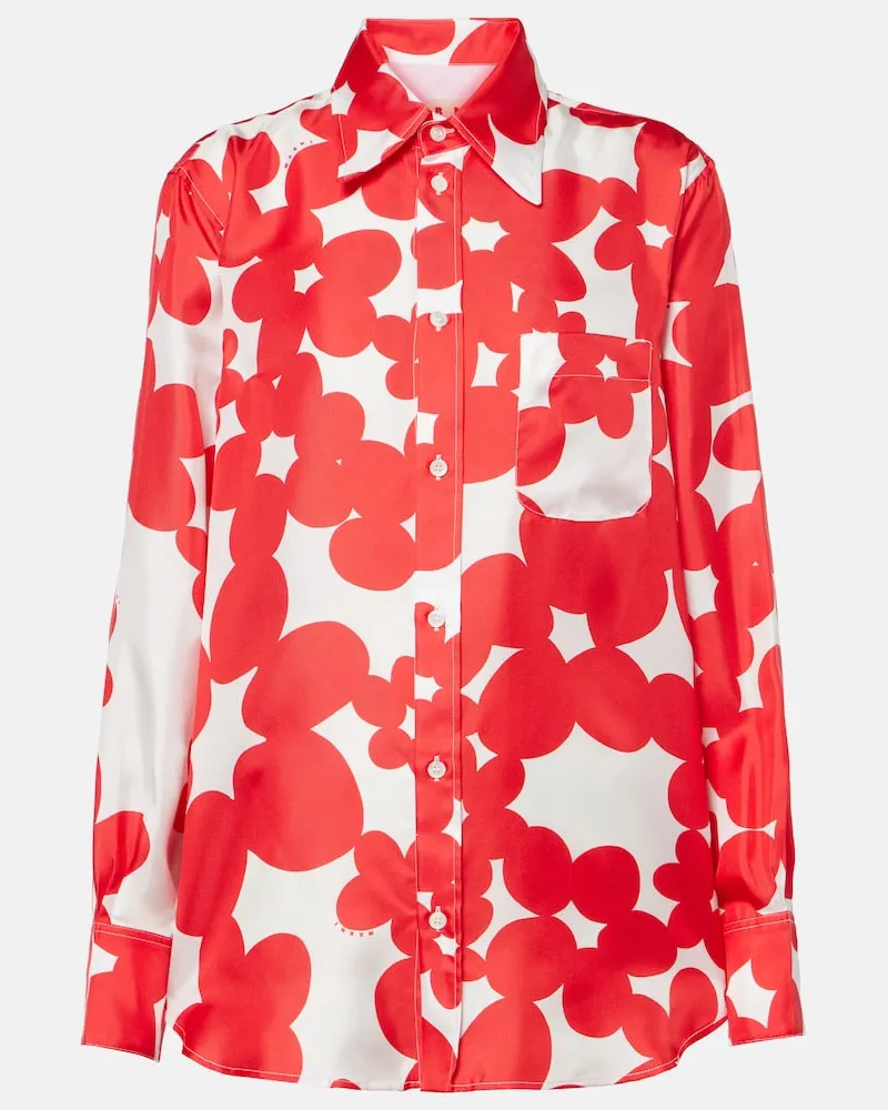 Marni Camicia in seta con stampa Rosso