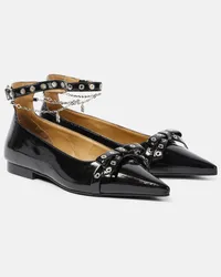 Ganni Ballerine Eyelets Jewel in similpelle Nero