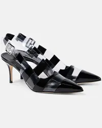 Manolo Blahnik Pumps slingback Uxra in vernice e PVC Nero