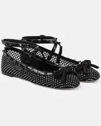 Valentino Garavani Ballerine Rockstud in mesh con cristalli Nero