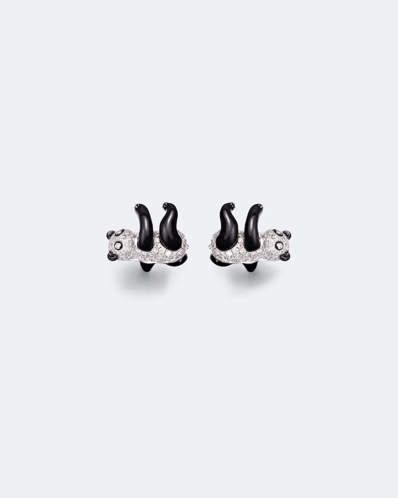 Yvonne Léon Yvonne Léon Orecchini Panda in oro bianco 9kt con diamanti Argento