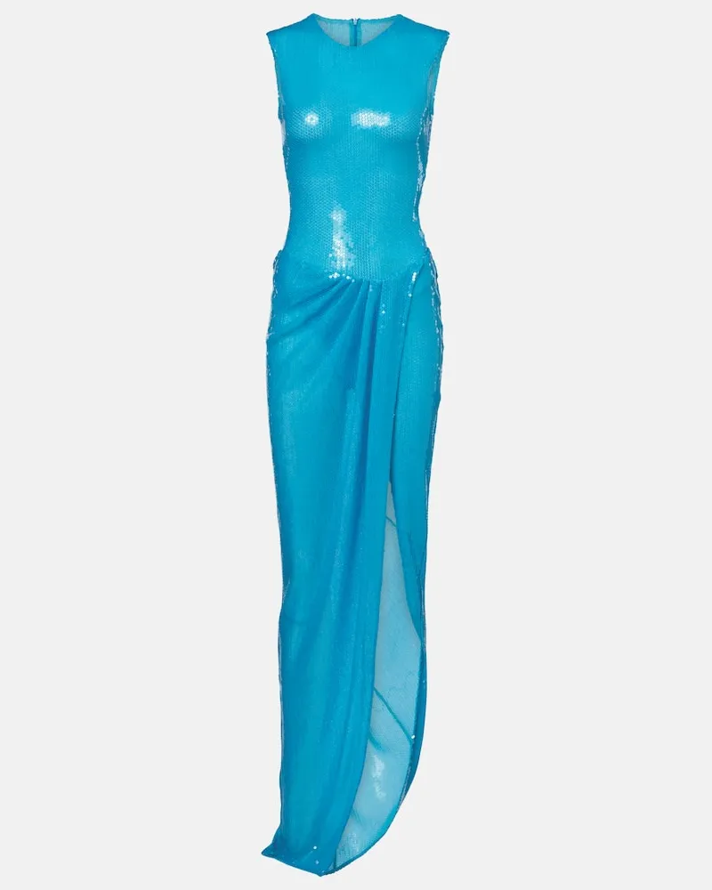 Alex Perry Abito lungo asimmetrico con paillettes Blu