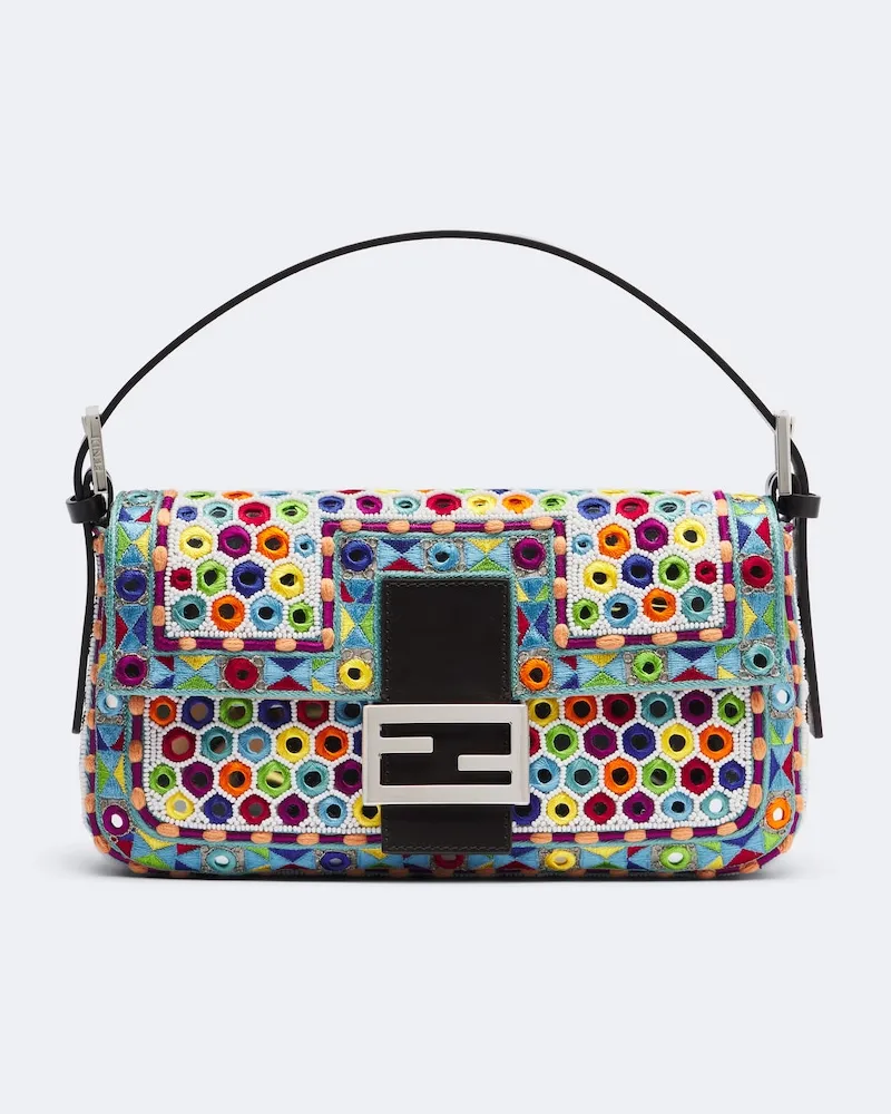 Fendi Borsa a spalla Baguette Small con ricamo Multicolore