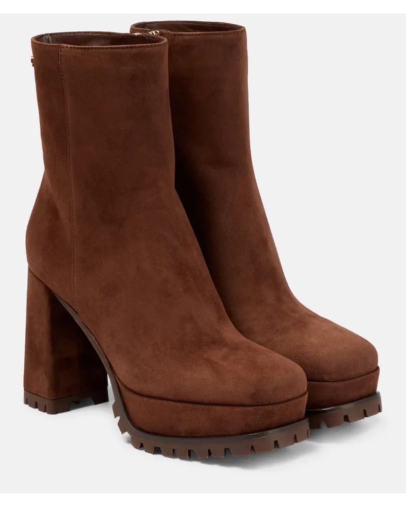 Gianvito Rossi Stivaletti Harlem in suede con plateau Marrone
