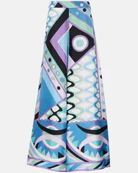 Emilio Pucci Pantaloni a gamba larga Vivara in twill di seta Blu