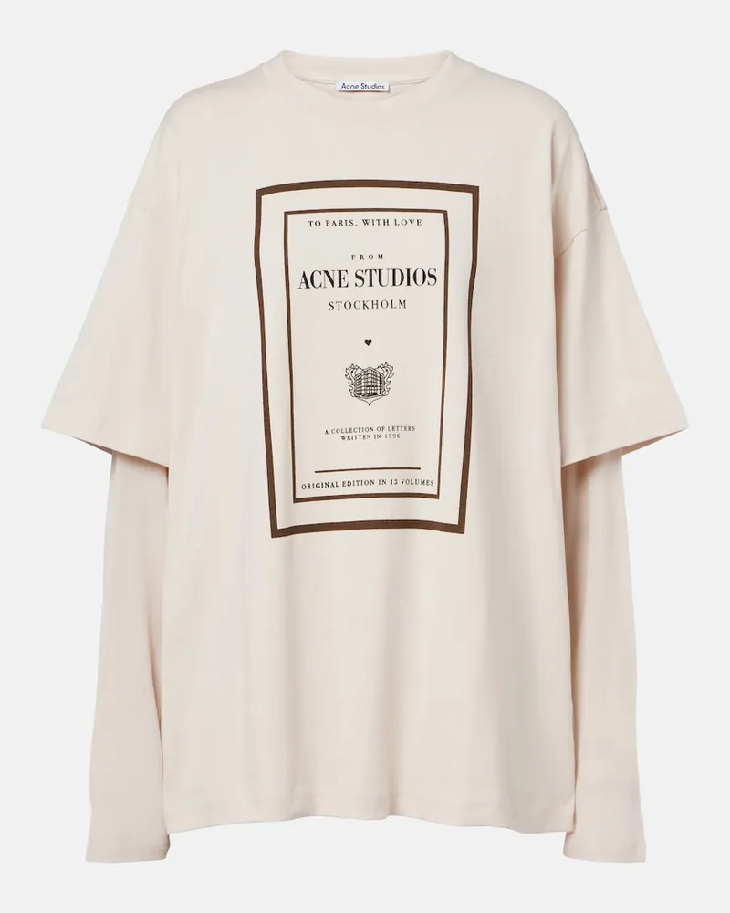 Acne Studios T-shirt in jersey di cotone con logo Bianco
