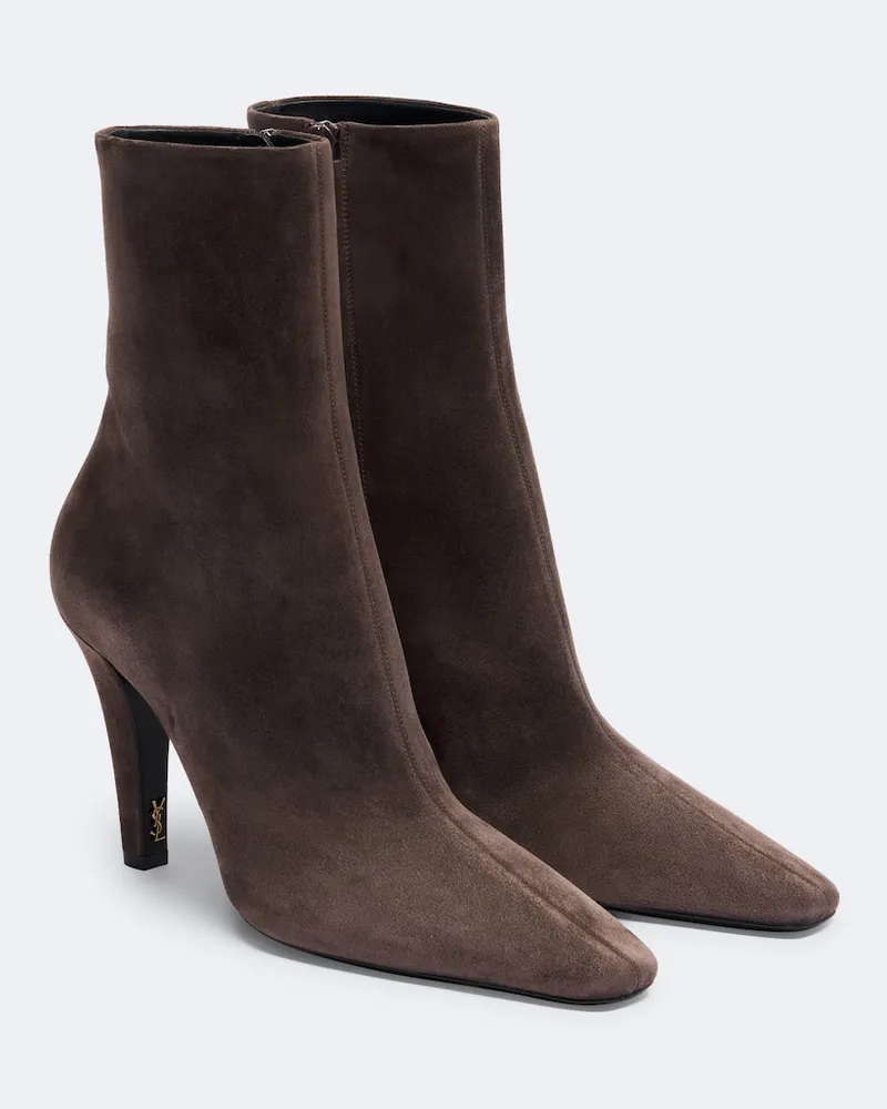 Saint Laurent Stivaletti Jill in suede Marrone
