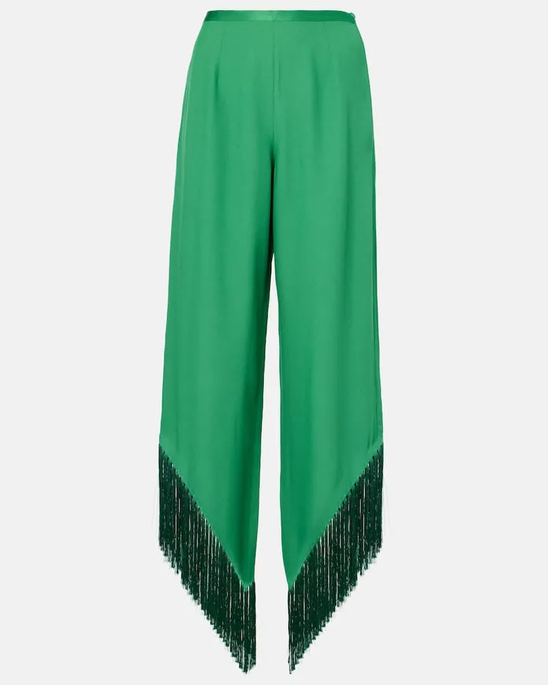 Taller Marmo Pantaloni a gamba larga Oaxaca con frange Verde