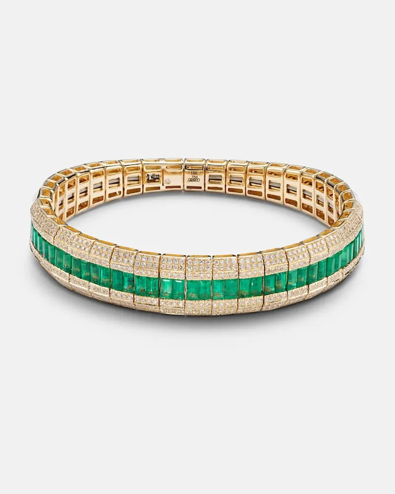 SHAY Bracciale Scales in oro 18kt con diamanti e smeraldi Oro