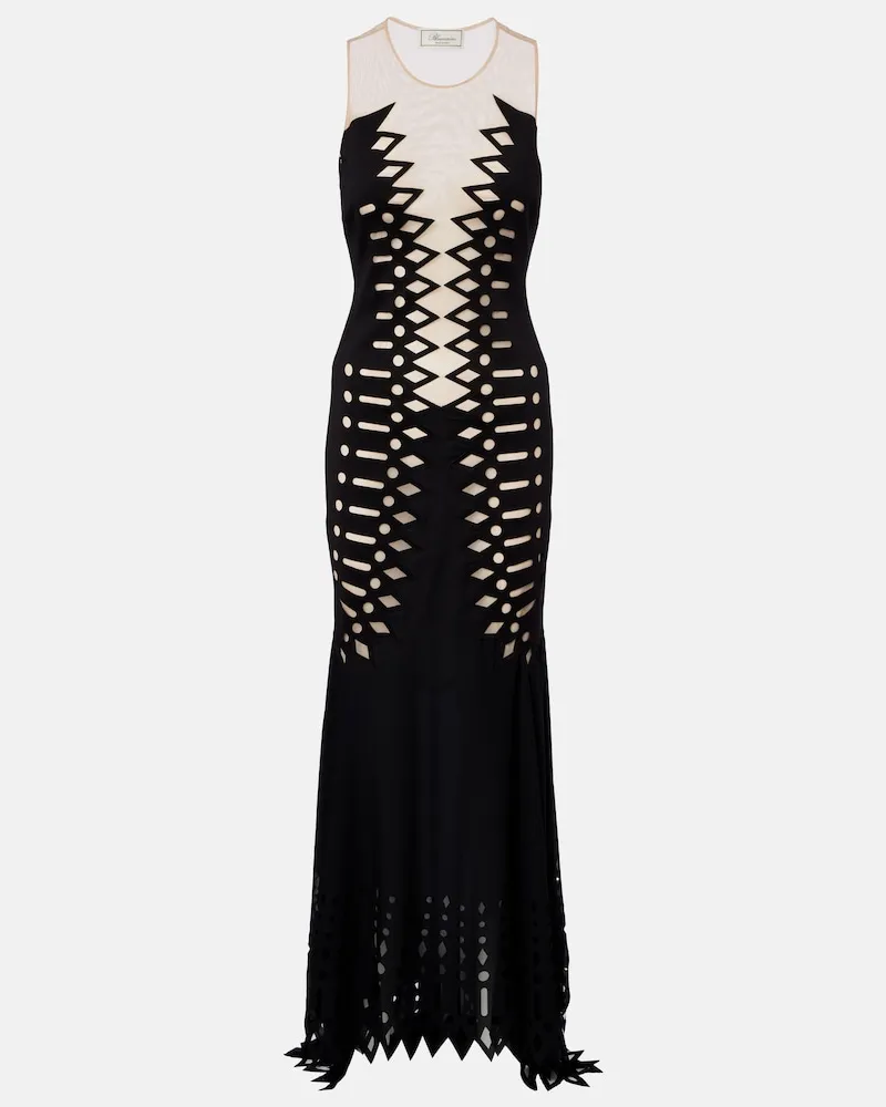 Blumarine Abito lungo in mesh Nero