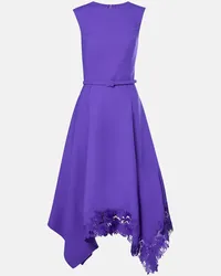 Oscar de la Renta Abito midi asimmetrico Peony in guipure Viola