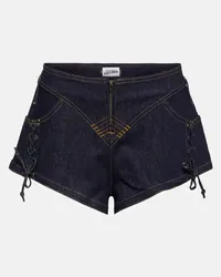 Jean Paul Gaultier Shorts di jeans stringati Blu