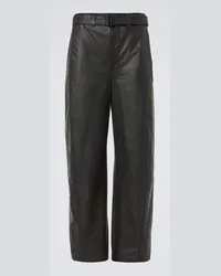 Christophe Lemaire Pantaloni a gamba larga in pelle Nero