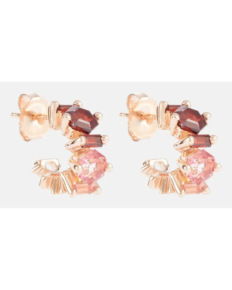 Suzanne Kalan Orecchini in oro rosa 14kt con granato e topazi Multicolore