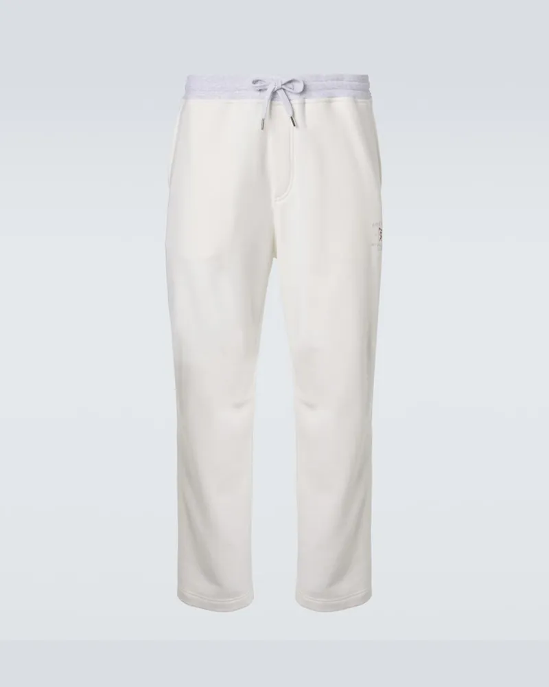 Brunello Cucinelli Pantaloni sportivi in jersey di cotone Bianco
