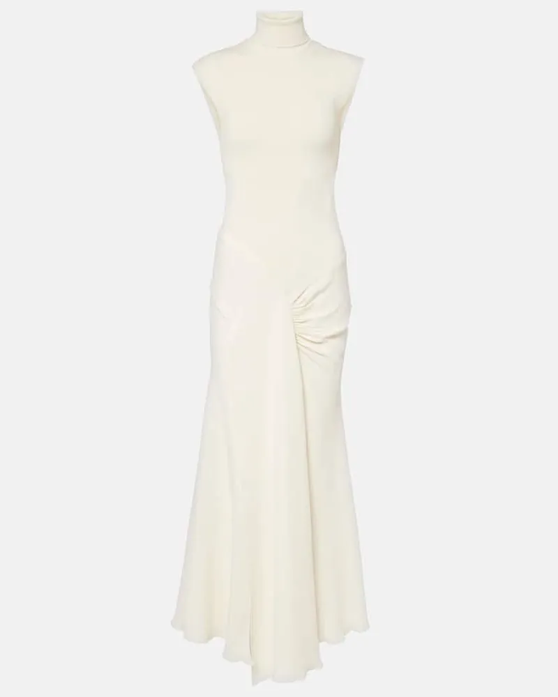 Victoria Beckham Abito lungo in jersey a collo alto Bianco