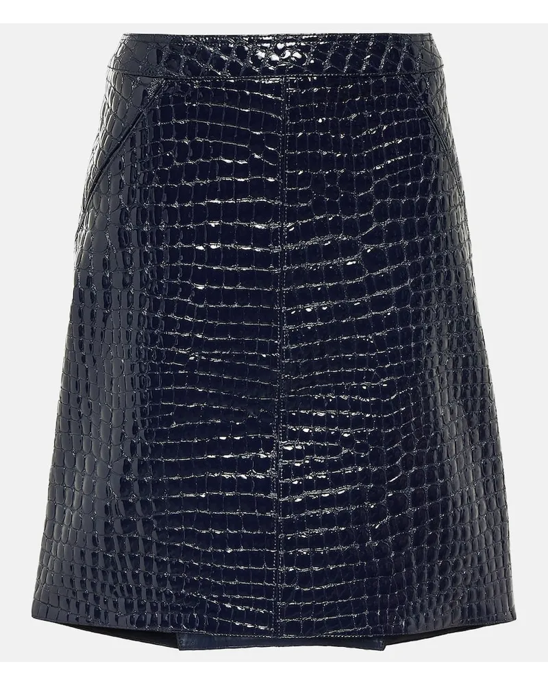 Tom Ford Gonna midi in pelle con stampa Blu