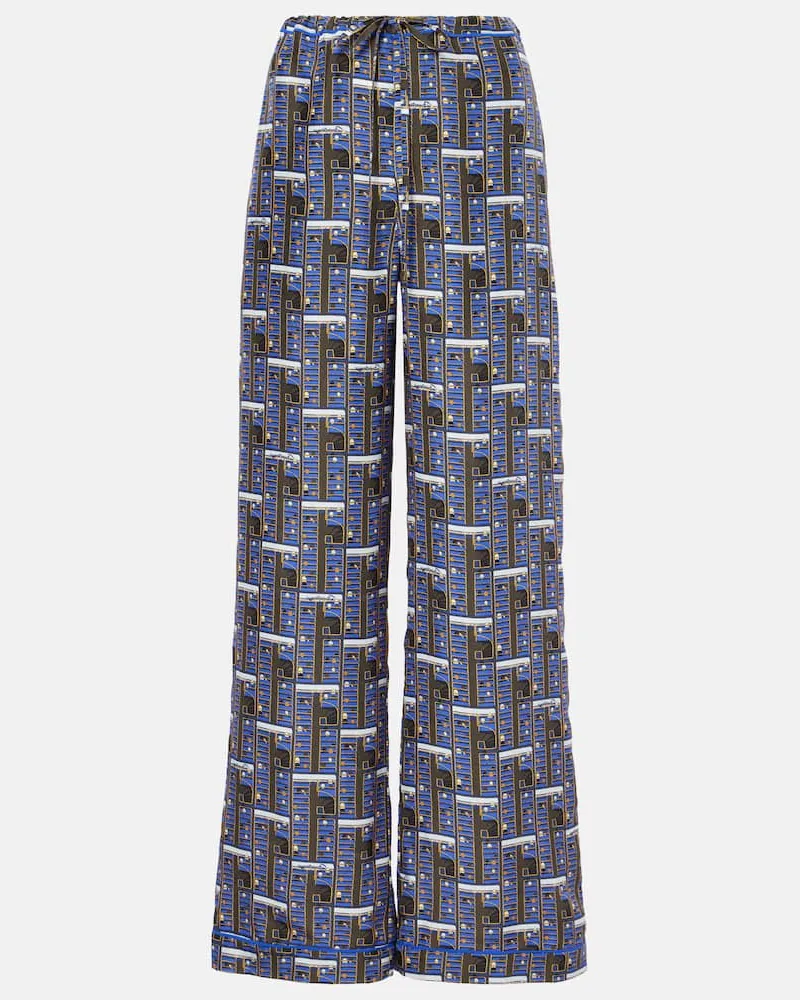 Burberry Pantaloni regular in seta a quadri Nero