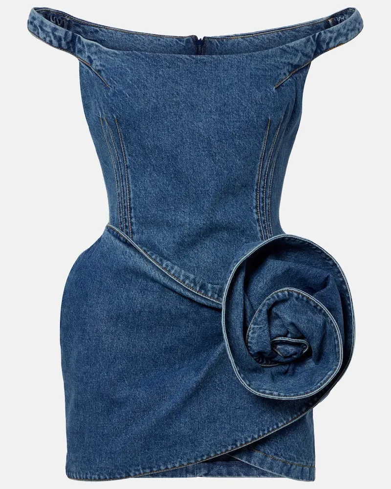 Magda Butrym Abito corto di jeans off-shoulder Blu