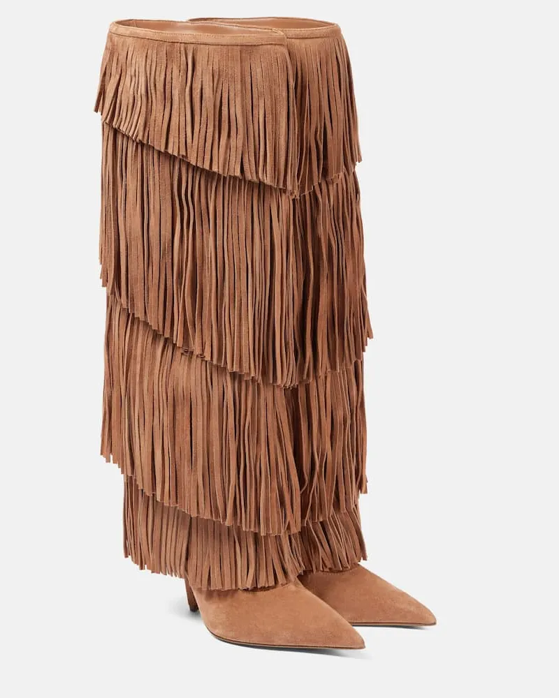 Paris Texas Stivali Jessie 105 in suede con frange Marrone