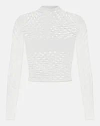 Jean Paul Gaultier Top cropped in mesh Bianco