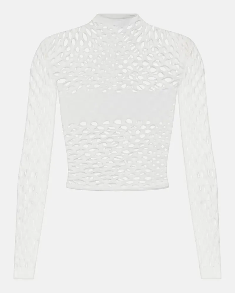 Jean Paul Gaultier Top cropped in mesh Bianco