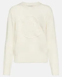 Moncler Pullover in lana e cashmere con logo Bianco