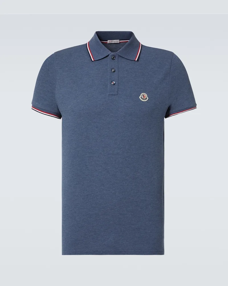 Moncler Polo in cotone piquÃ© con logo Blu
