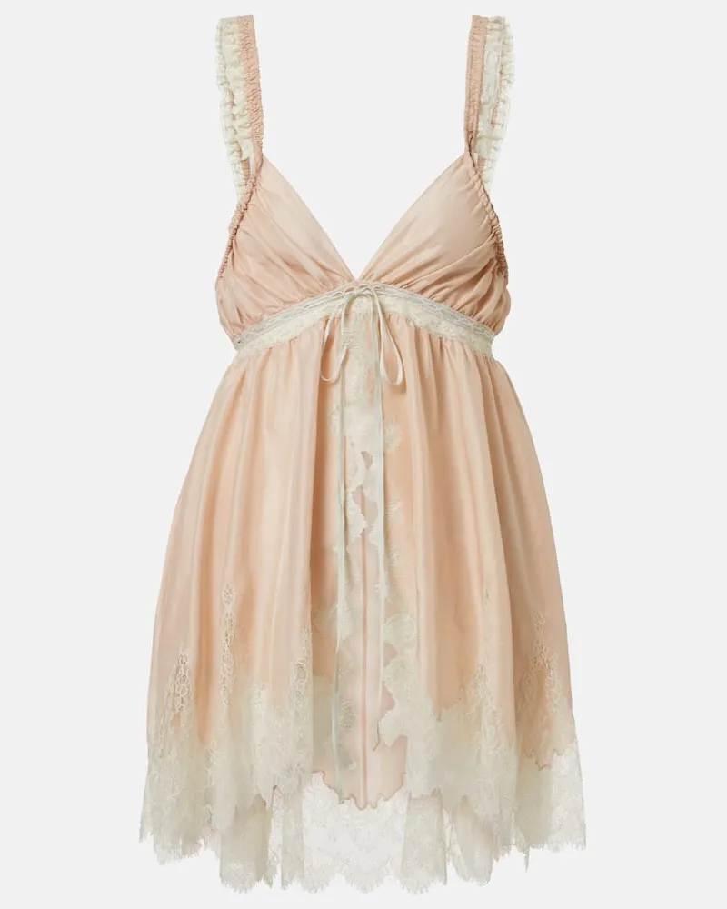 Chloé ChloÃ© Top in seta pongÃ© con pizzo Rosa
