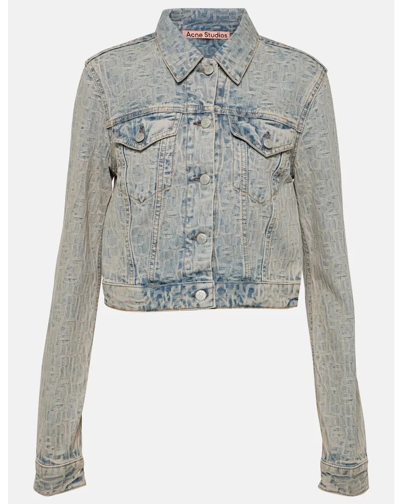 Acne Studios Giacca di jeans cropped in jacquard Blu