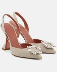 Amina Muaddi Pumps slingback Begum 95 in canvas Beige