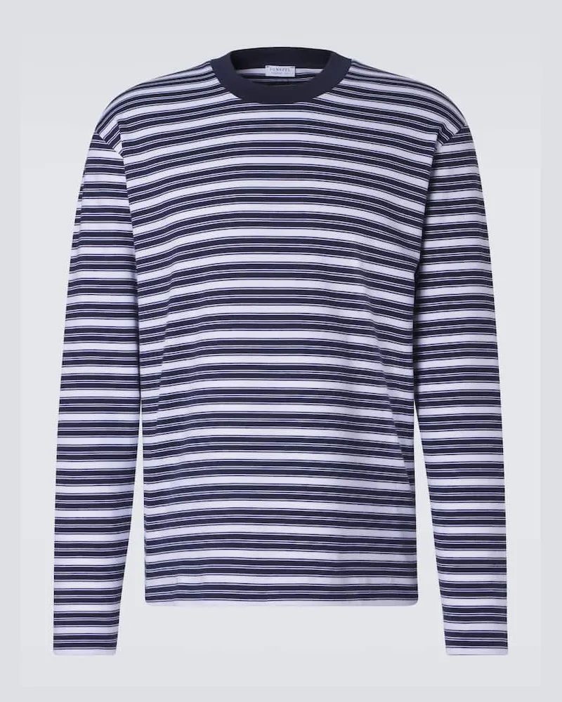 Sunspel T-shirt in jersey di cotone a righe Bianco