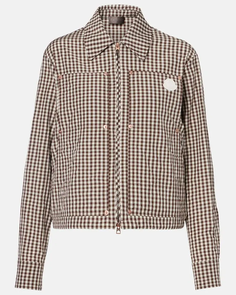 Moncler Giacca in misto cotone a quadri Marrone