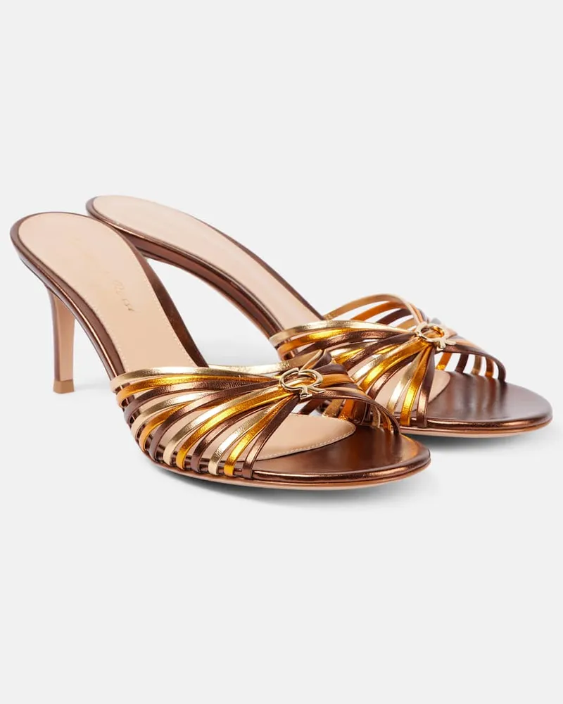 Gianvito Rossi Mules Vyna 70 in pelle metallizzata Marrone