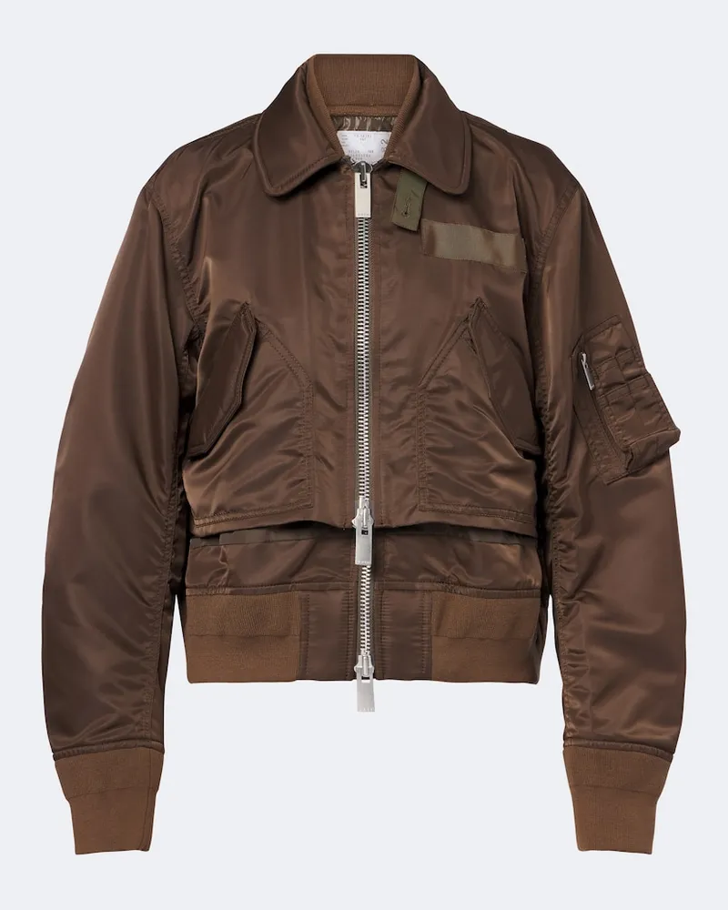 Sacai Giacca bomber in tessuto tecnico Marrone