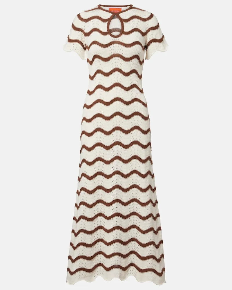La DoubleJ Abito midi Swing in cotone crochet Bianco
