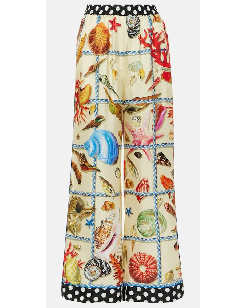 Dolce & Gabbana Pantaloni a palazzo Capri in seta Multicolore