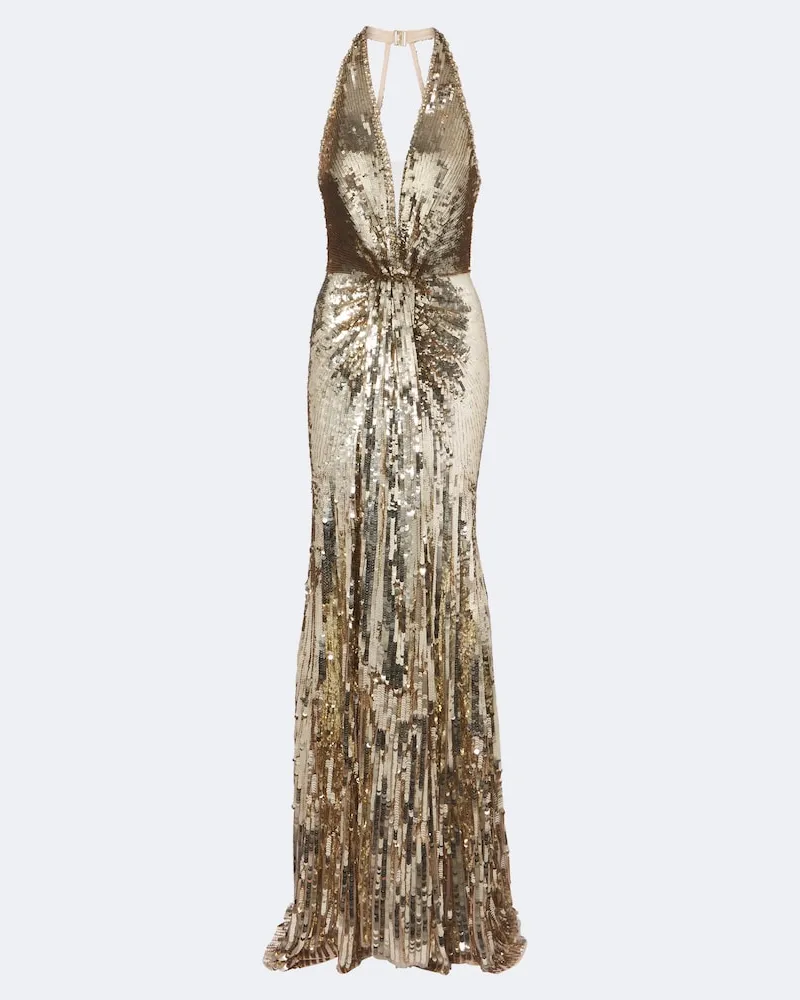 Jenny Packham Abito lungo Lisette Oro