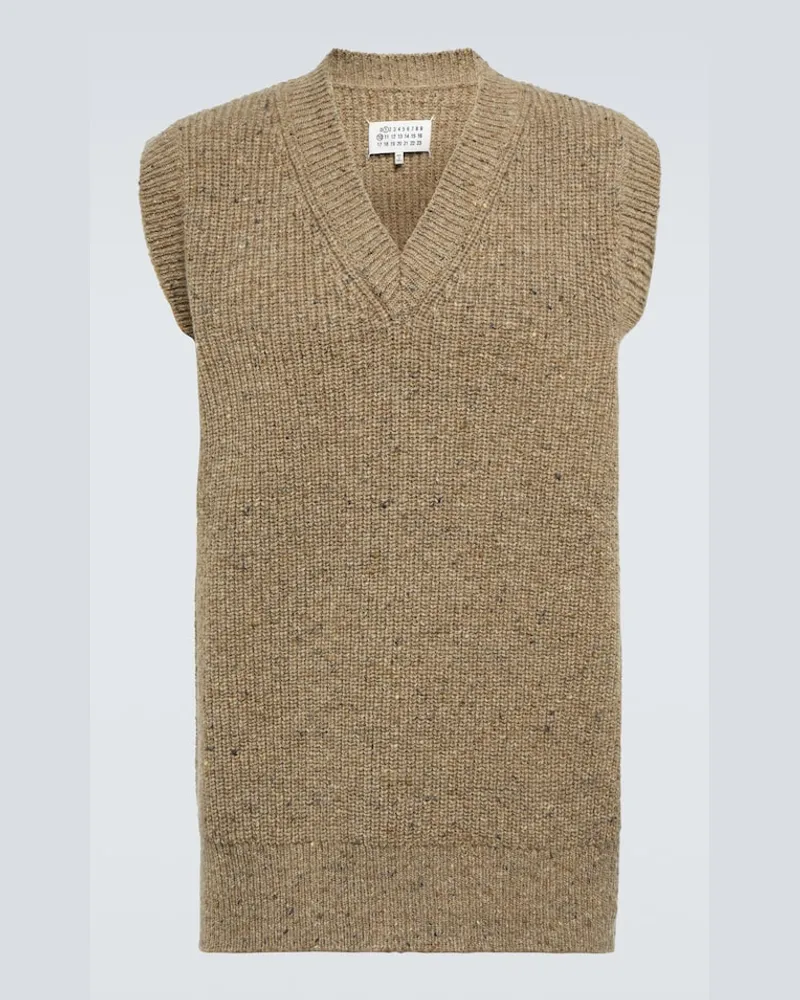 Maison Margiela Gilet in misto lana e cashmere Marrone