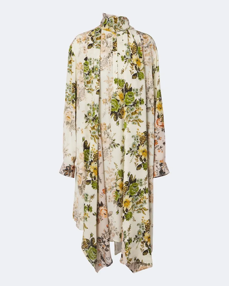 Acne Studios Abito midi in seta con stampa floreale Multicolore