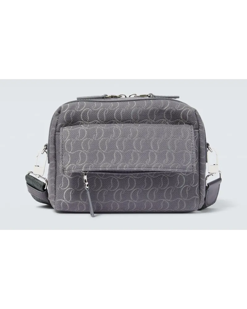 Christian Louboutin Borsa a tracolla Zip N Flap in jacquard con logo Grigio