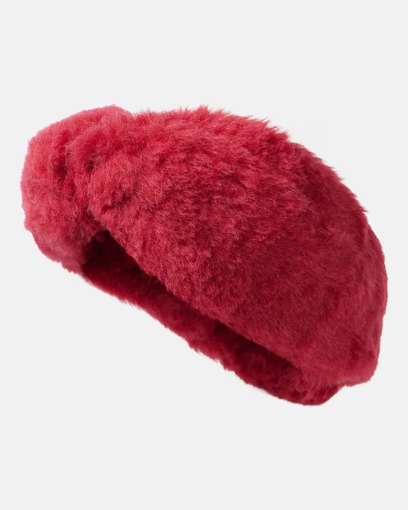 Max Mara Fascia per capelli in teddy Rosso