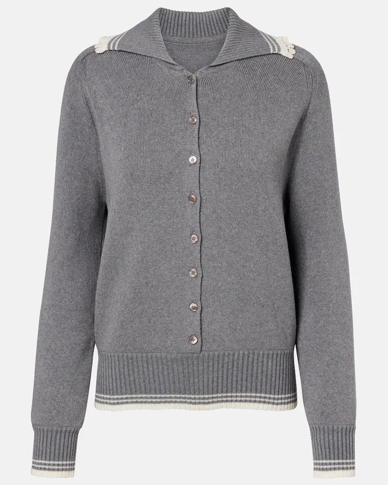 Magda Butrym Pullover polo in cotone e cashmere Grigio