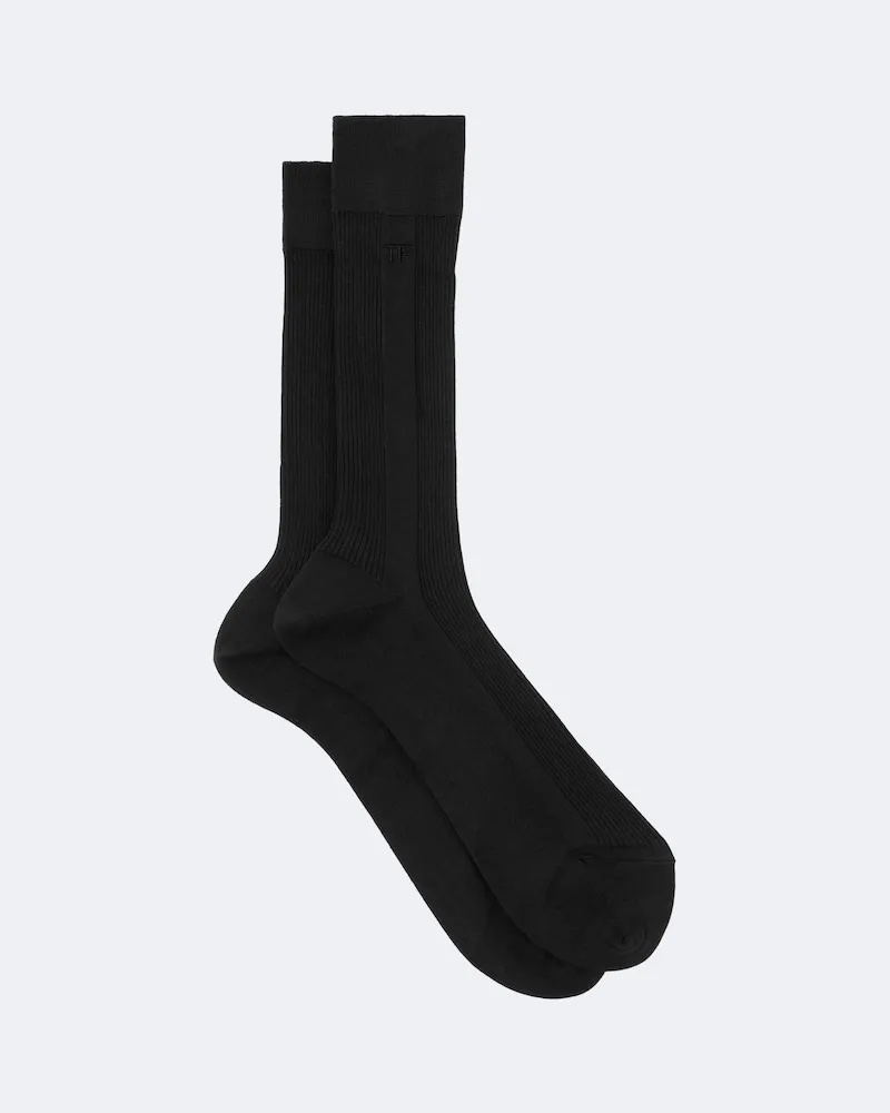 Tom Ford Calzini in maglia di cotone a coste Nero