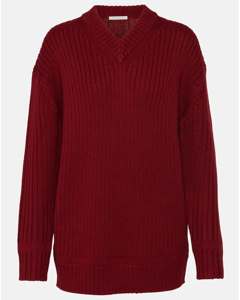EMILIA WICKSTEAD Pullover in maglia a coste di lana Rosso