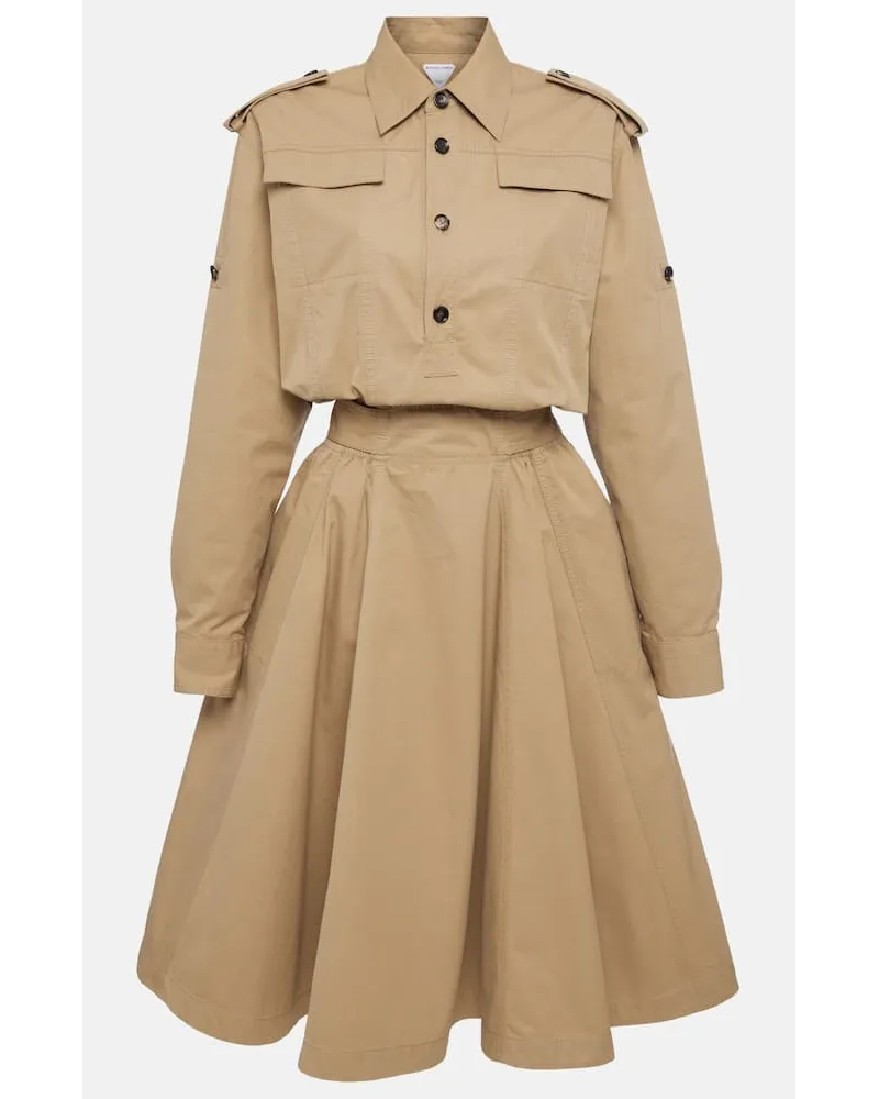 Bottega Veneta Abito chemisier in twill di cotone Beige