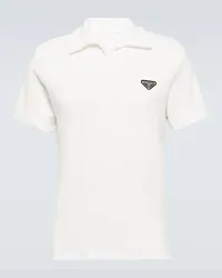 Prada Polo in misto cotone con logo Bianco